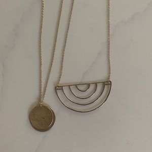 Hammered handmade celestial boho sun and moon necklace set